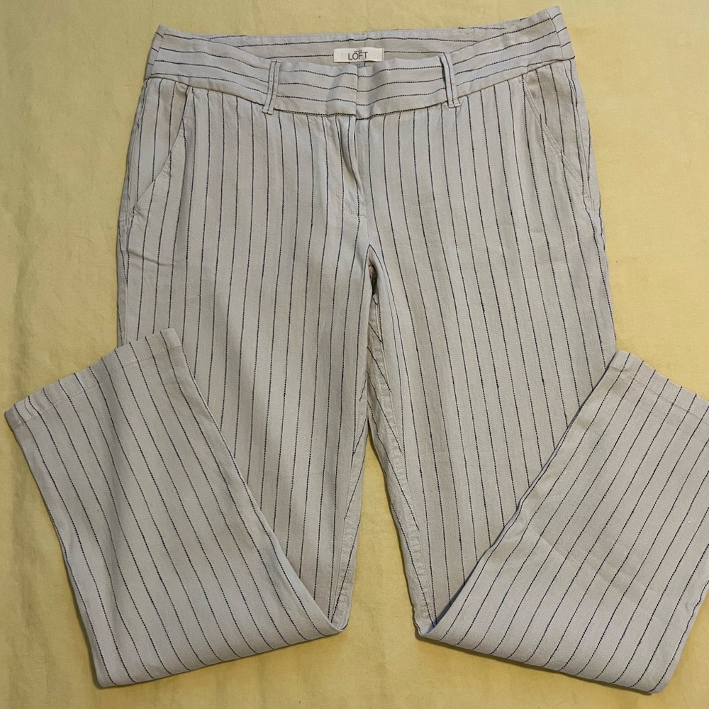 LOFT Striped Line Cropped Pants